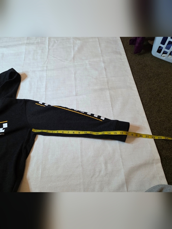 Vans Off The Wall Gray Checkerboard Sleeve Graphic Hoodie Skater Street Size XL - Picture 3 of 8